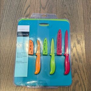 Colorful 5-Piece Cutlery Set cutting board and knife set